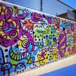 Bree Turner Instagram - HUGE thanks to my old pal, @bradysmithhere for offering his generosity and time to adding a new mural to my kids’ school! He even let me add a circle even though I was STRESSING over symmetry. Go this Sat and hear him read aloud his new children’s novel, BUG SANDWICH, at @thegrovela @barnesandnoble 💚💛🧡🩷🩵