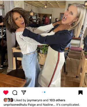 Brenda Strong Instagram - Looking forward to more Paige and Nadine face-offs?  Me too!  Just hold on tight til July 17th, 2024 when Season Two of @unprisonedhulu drops for more family “fun” between these two.