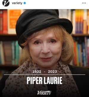Brenda Strong Instagram - There are certain actors whose work elevates yours just by being in the same room with them.  Piper Laurie was one of those for me.  She was an exceptional actress, that I had the privilege to learn from on Twin Peaks.  As soon as I sat down across from her it was electric.  She brought so much power to her work, and as a young woman, to get to witness and play with that, was a gift.  RIP Ms Laurie.  I never got to thank you for being so generous with me. 🙏🏻
