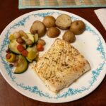 Briana Renee Instagram - Seared lemon pepper halibut, with zucchini, rainbow carrots, and lightly seasoned baby russet potatoes for my hubby & my big girl 😋 My halibut was seasoned with Himalayan sea salt, and I skipped on the potatoes! For some reason it was more filling than breakfast, and I made 3 tummies happy 🥰 This was the first completely home cooked meal I’ve made in about 6 months.. I’m baaaack 💋 #homecooking #healthyfood #nowUCme