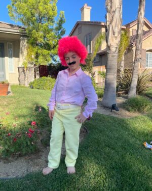 Briana Renee Instagram - Happy Halloween 👻 🎃Skeleton & Wilford Warstache 💀🕺🏻 #trickortreat