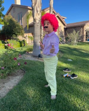 Briana Renee Instagram - Happy Halloween 👻 🎃Skeleton & Wilford Warstache 💀🕺🏻 #trickortreat