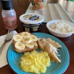 Briana Renee Instagram - Breakfast doesn’t have to consist of what we call breakfast foods {🍳 🥓🧇🥞🥯} In fact I would be just as happy with a California roll 🍱 Our bodies use what we put in them to create new cells every 35 days. I’m 10 days away from completely becoming what I eat, and I’ve been feeling like a ‘brand new kind of me’... 🎵 On my plate today ~ almond butter & banana toast, skinless chicken breast, baked spaghetti squash, and rice with vegan butter & raw honey 😋 Are you ready for the 35 day difference? #healthylifestyle #nowUCme #ulcerativecolitis #25andcounting