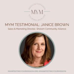 Brianna Brown Instagram - MYM Testimonial: Janice Brown ✨
Sales & Marketing Director, Sholom Community Alliance
⠀⠀⠀⠀⠀⠀⠀⠀⠀
"When I was in a transition in my career, I relied on Brianna's Manifesting Your Mission Guidebook to remind me of the fundamentals of goal-setting. I became intentional and focused on what I wanted and what I didn't want in my next opportunity.
⠀⠀⠀⠀⠀⠀⠀⠀⠀
I began to discover my 'why's' and my purpose for exploring a career in a new industry at this point in my life. An important part of my journey was my daily practice of journaling and prayer.
⠀⠀⠀⠀⠀⠀⠀⠀⠀
After much patience and persistence, I landed a wonderful new career in a profession that I am passionate about, in an industry in which I can make an incredible impact on others, utilizing my sales and marketing experience as well as coaching experience. 
⠀⠀⠀⠀⠀⠀⠀⠀⠀
Thank you, Brianna!"
⠀⠀⠀⠀⠀⠀⠀⠀⠀

THANK YOU Janice for staying the course using the Manifesting Your Mission Guidebook! 

If you want to be thriving and pivot check out the website and learn more about the MYM process, the guidebook, workshops, retreats, private sessions or group sessions that can help you quickly up level
. 
To read more testimonials, learn more, or purchase your guidebook, click the link in bio or visit:
ManifestingYourMission.org ✨🌟💫⭐️
