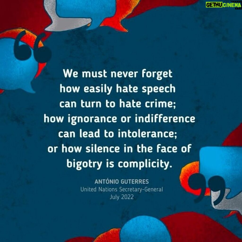 Bridget Moynahan Instagram - #repost @unitednations • “We must never forget how easily hate speech can turn to hate crime; how ignorance or indifference can lead to intolerance; or how silence in the face of bigotry is complicity.” — #UnitedNations Secretary-General @antonioguterres. From fact-checking to supporting vulnerable communities to sharing messages of tolerance, we can all take action to protect our common humanity and say #NoToHate.