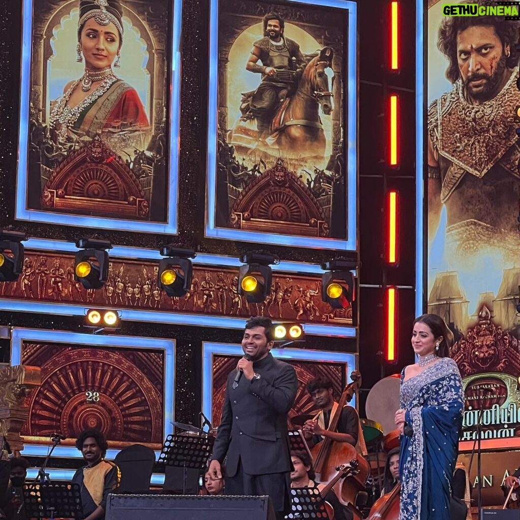 Brindha Sivakumar Instagram - PS-2 April 28 th Release!🤩 Pictures from audio release✨ With the Legends🎉😊!! Dress: @merasalofficial ✨