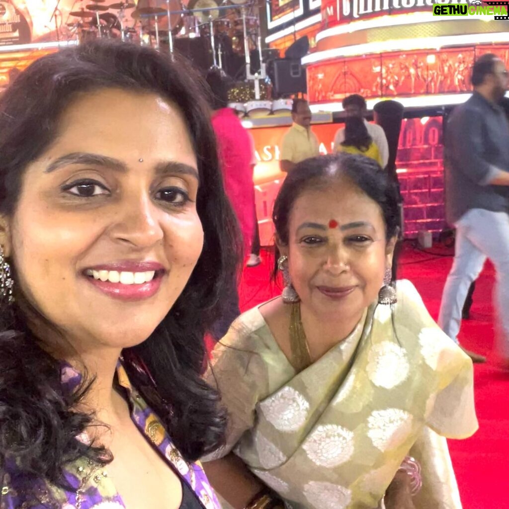 Brindha Sivakumar Instagram - PS-2 April 28 th Release!🤩 Pictures from audio release✨ With the Legends🎉😊!! Dress: @merasalofficial ✨