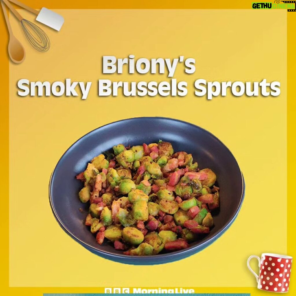 Briony May Williams Instagram - @brionymaybakes was back today to show us how veggies can be the star of your Christmas spread! Swipe left to view her smoky and sweet Brussels sprouts recipe 👈 Watch today’s show for more Christmas veg tips!