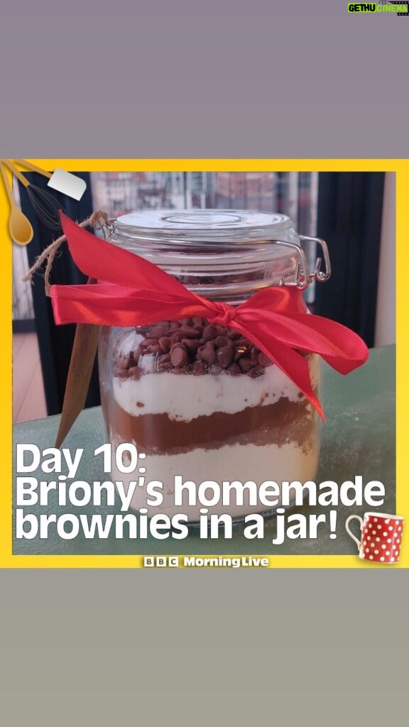 Briony May Williams Instagram - Day 10 of our advice calendar - here’s Briony’s brownies in a jar. The perfect idea for a quick to make, thoughtful and tasty Christmas present!