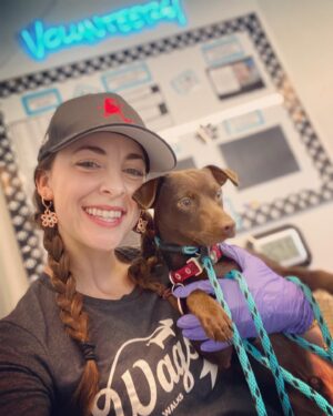 Brittany Curran Instagram - I am now an official @wagsandwalks volunteer! 🐕🦮🐩🐕‍🦺 

Thursday of last week was my first day and as of completion of my very first volunteer shift, my life already feels much fuller and much more meaningful. These rescued dogs are incredible little creatures and I wholeheartedly encourage everyone (in a current position to do so) to adopt a dog. 💖💖

And the little gentleman in this photo is Mathew and he is perfect and I’m obsessed with him. I damn near dognapped him on my first day. 

#adoptdontshop #wagsandwalks #volunteerwork #dogsofinstagram