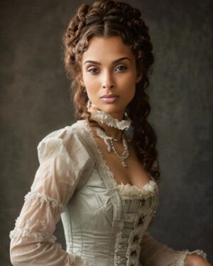 Brittany Lucio Instagram - “I will stand with you between the Heavens and the Earth.” - Queen Charlotte 🤍

#bridgerton 
#inspired 
#beauty 
#contemporary 
#refreshing 
#era 

Are you a Bridgerton fan?