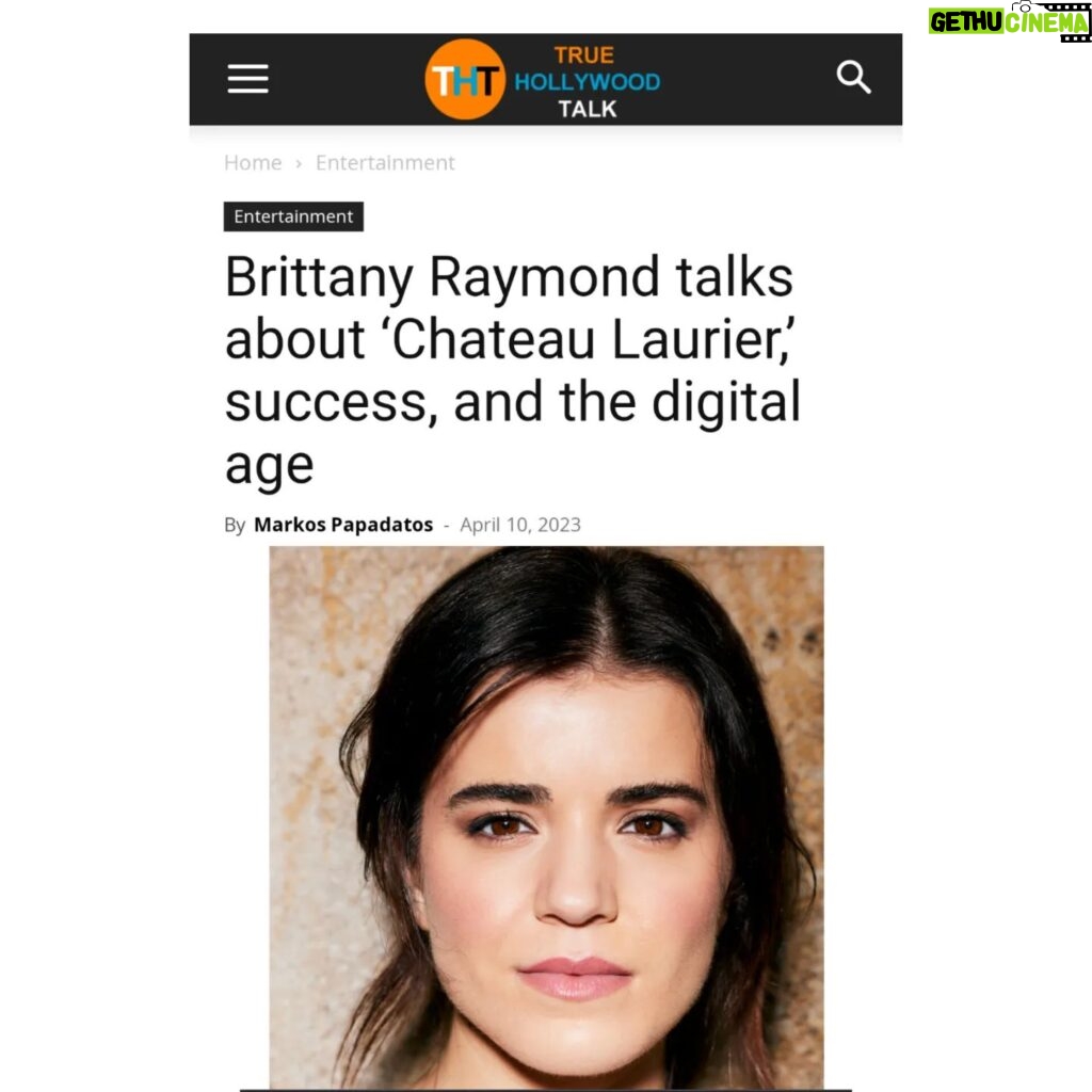 Brittany Raymond Instagram - Talking all things Chateau Laurier, acting nominations 🙊 and advice for young actors with @thepowerjournalist on @truehollywoodtalk Link in bio for full article! If you haven't already watch Chateau Laurier on @primevideo or @appletv Photo by @paulsmithphotography