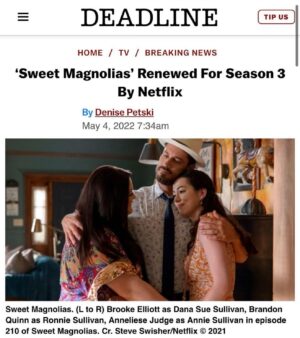 Brooke Elliott Instagram - So excited!! We’re getting a Season 3!! 🌸#sweetmagnolias #netflix #whattowatchonnetflix @deadline