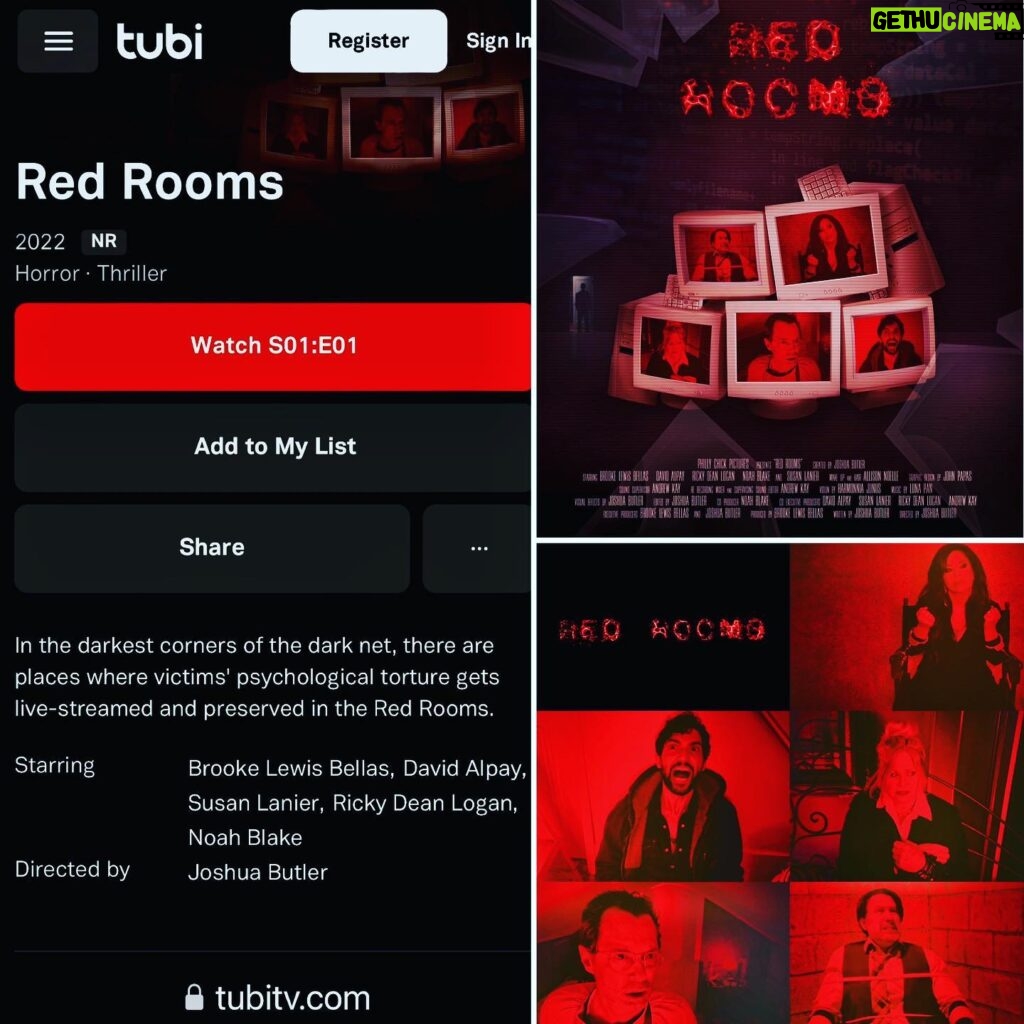 Brooke Lewis Bellas Instagram - TUBI TV RELEASES VIRTUAL DRAMA, THRILLER, HORROR LIMITED WEB SERIES “RED ROOMS” #tgif & happy #tubitv #tubi #release day!📺❤️ We are thrilled to share that the long-awaited @tubi release of our limited #virtual #webseries “Red Rooms” #redrooms is here!📺❤️ Many of our #fans have inquired about our Tubi release & we only hope you enjoy this psychologically chilling #content this weekend🙏🍿 “Red Rooms” is brought to you by Philly Chick Pictures #phillychickpictures & this super talented team Creator & Director @thejoshuabutler #producer #producedby #brookelewisbellas #stars #actors @brookelewisla @davidalpay @susan_lanier_actor @rickydeanlogan @im_noah_blake 🎭 Production #vfx & Editor Joshua Butler Music by @lunapanmusic Violin @harmonniaj 🎶 Sound Supervisor Andrew Kay #makeupartist @allisonnoellemakeup 💋 & #posterart Graphic Designer @1paparazzi ❤️ Thank you Legal team @pacittilaw Sales & Distribution @meridianreleasing Allied Vaughn, & more!🙏❤️ I give thanks for your viewing support & please leave me a #comment after you #watch this weekend❤️ Remember, “Nothing is what it streams to be...” 🖥💔 #drama #thriller #horror #darkweb #horrorcommunity #horrorbuzz #horrorgram #brookelewisbellas 🍿💋