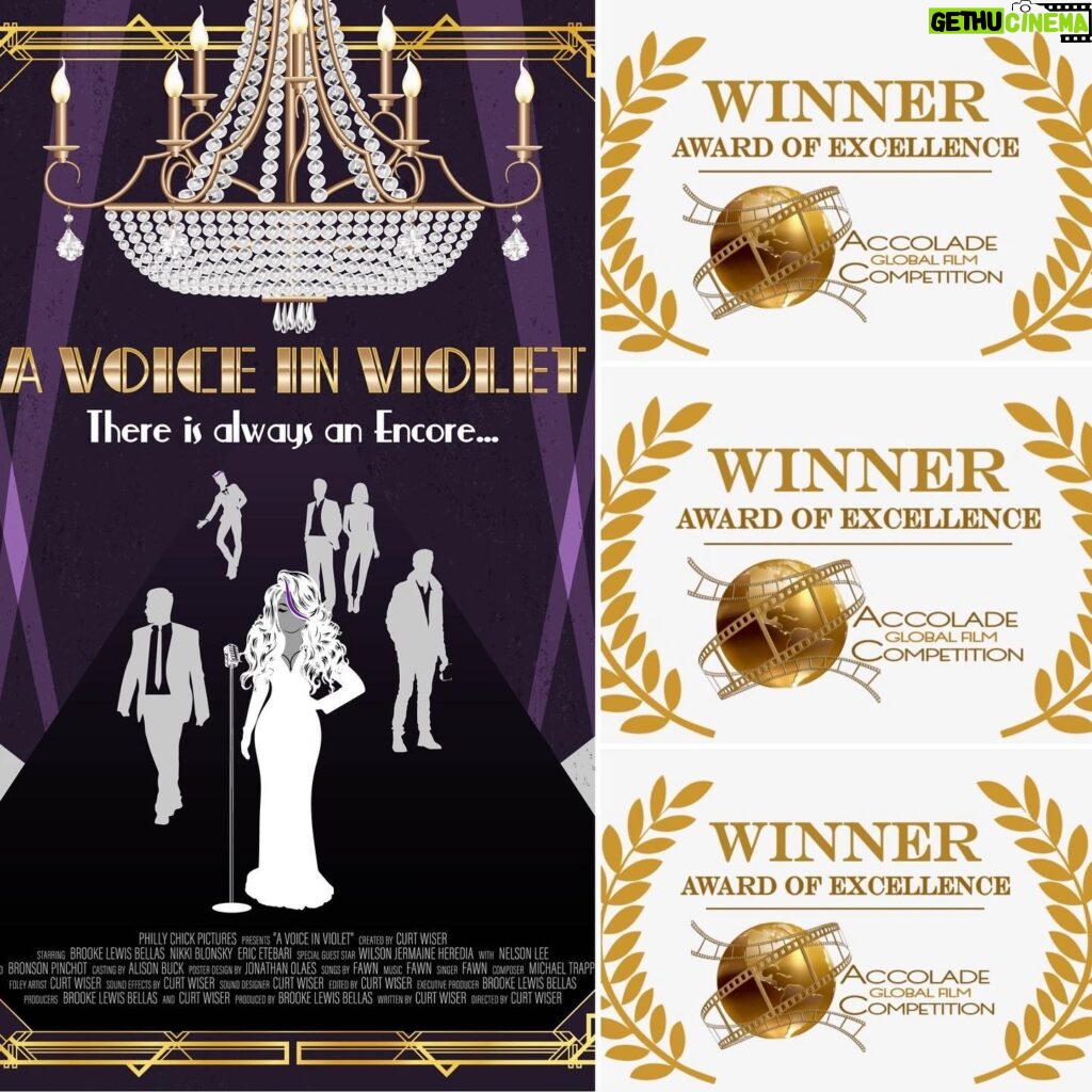 Brooke Lewis Bellas Instagram - ACCOLADE AWARDS 2023 WINNER AWARD OF EXCELLENCE ENSEMBLE CAST, NARRATION/VOICEOVER TALENT, SCRIPT/WRITER, & ORIGINAL SCORE/MUSIC “A VOICE IN VIOLET” I am honored & grateful to share that the prestigious & generous @accoladecompetition #accoladeawards #accoladecompetition announced this weekend & our #audio #drama #narrative #podcast series won four #awards 🏆 On behalf of #phillychickpictures I would like to congratulate our super talented team of winners in the #awardofexcellence category: Ensemble Cast & Narration/Voiceover Talent- @brookelewisla @bronsonpinchot @nikkiblonsky @ericetebari @malenky @wilsonjermaineheredia 🎭🎙 Script/Writer- @curtwiser ✍️ Original Score/Music- @owenandthealien @fawn_music_official 🎼 I would also like to acknowledge the team behind the Accolade Awards who has supported Philly Chick Pictures & our projects for many years🙏 You are consummate Pros🙌 In an industry that used to be built on hard work & relationships, I feel so blessed to have had opportunities & experiences such as this during the pandemic & some very challenging personal times post🙏 We each do the best we can with what we have, we adapt, & we forge ahead through adversity. I commit to bringing the most professional content I possibly can with each project💜 I only hope you enjoy this #audioseries as much as I do when it releases this year💜🎙#brookelewisbellas #actress #producer #producedby #voiceover #voiceoverartist #mystery #thriller #soapopera #audiosoapopera #podcastseries #podcastshow #podcastlove 🎙💜