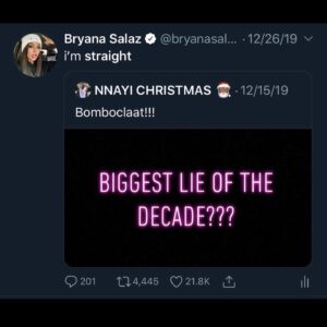 Bryana Salaz Instagram - well, happy valentine’s day to me. 3 yrs ago today i came out as a big ole homosexual. i was scared then, but that was such a pivotal moment in my life. and i’m just as scared now for this pivotal moment. but i’m so proud of myself for breaking barriers in my family when coming out, & i’m proud of myself now for breaking my own barriers & expressing my pain the only way i know how. thank you for giving me this space <3 “im mad lol” out on all platforms now!!!