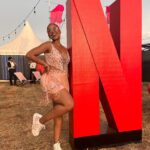 Buntu Petse Instagram – Day Two got me feeling festive!!🤩🌸 @heyneighbourfest brought @kendricklamar so I had to show up dripped in @nmbynicolemeyerson!!😍💕 Material: @moosas_fabrics