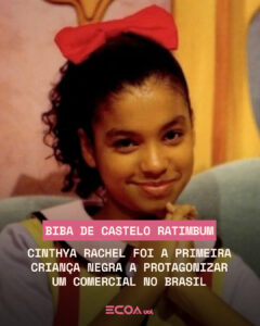 Cíntia Raquel Instagram - Pioneirismo e protagonismo. Duas palavras que podem descrever a carreira da atriz, apresentadora, jornalista, escritora, dubladora e influencer digital Cinthya Rachel. Embora seja mais lembrada pelo público pela série infantil 'Castelo Rá-Tim-Bum', exibida pela TV Cultura nos anos 90, sua importância vai bem além dos portões do castelo mágico. Em 1987, ela foi a primeira criança negra a estrelar um comercial de TV. O sucesso da publicidade abriu portas não só para a extrovertida menina de apenas sete anos, mas para a representatividade numa época carente de referências negras na cultura de modo geral. ➡️ Leia a entrevista completa em uol.com.br/ecoa #UOL #EcoaUOL #CasteloRatimbum #Biba #CinthyaRachel #Representatividade #Cultura