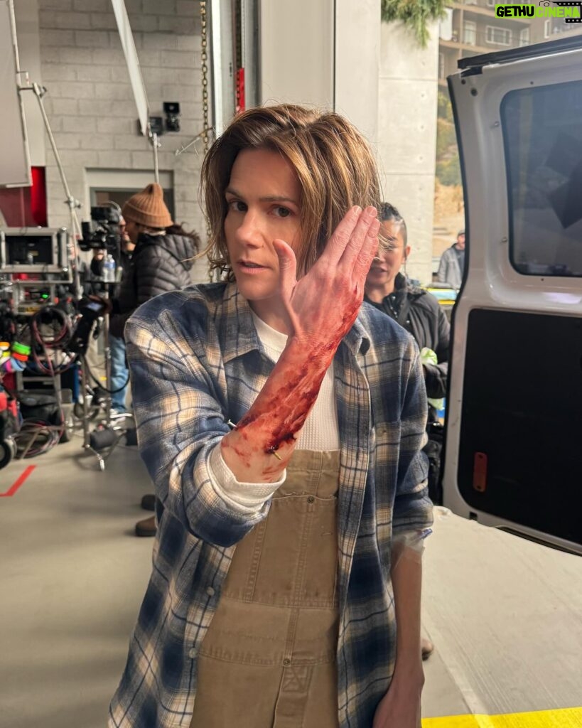 Cameron Esposito Instagram - Nail in the arm for @station19! So fun! Watch on @hulu FX makeup by @hannytj12 Xo @thepeterpaige @tessasimages