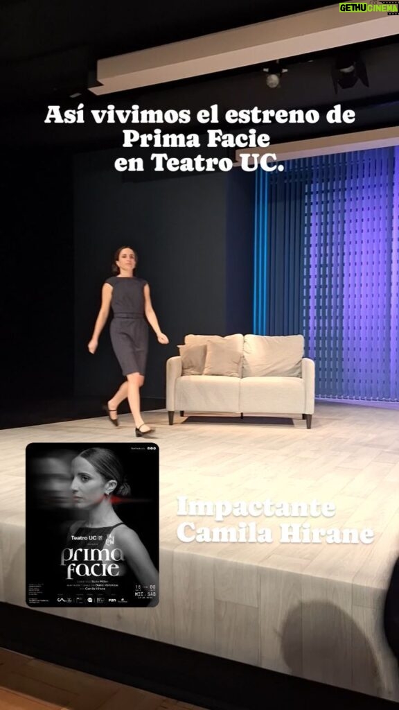 Camila Hirane Instagram - La culminación de un proceso y el inicio de otro. Somos afortunados de poder hacer lo que nos gusta y llevarlo a cabo poniendo todo en el escenario. Gracias a todas las personas que hicieron posible nuestro estreno, ahora nos queda darle vida propia y que empiece su viaje. Prima Facie es un unipersonal escrito por Suzie Miller, dirigido por Daniel Veronese y llevado a la vida por Camila Hirane. Coproducción entre Teatro UC y The Cow Company. En cartelera en Teatro UC hasta el 8 de junio.