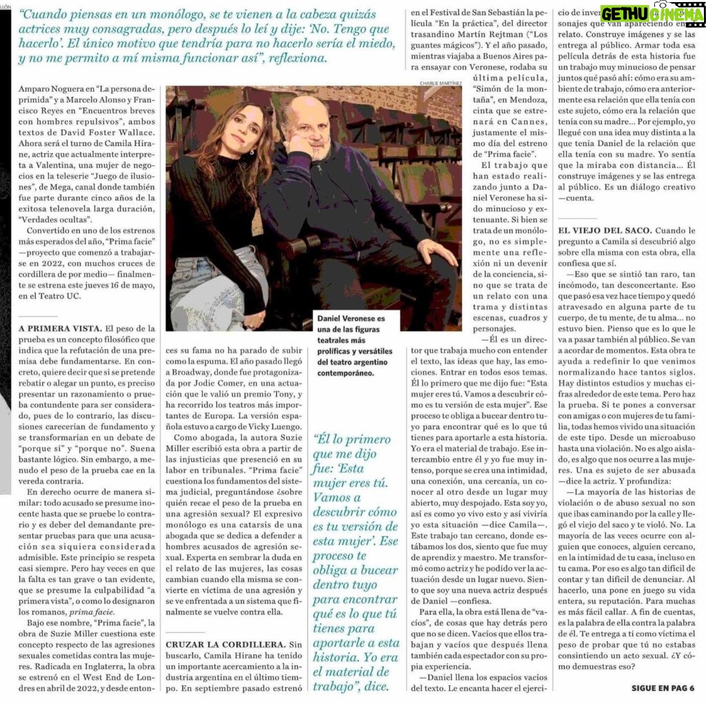 Camila Hirane Instagram - PRIMA FACIE en @revistawiken Gracias @camisaezib por esta entrevista, es una muy buena conversación sobre la obra: el sistema judicial, la mujer y lo que pasa cuando es “la palabra de ella contra la palabra de él”. Si leen la entrevista, podrán ver que el texto se mete en temas muy relevantes y de manera muy lúcida. Y querrán ver la obra. Háganlo. ♥️ Link en bio y stories! Gracias a @liaisons__ de @teatrouc y a @mariettasanti de @thecowcompany por las gestiones. Y MIL gracias a mi @agencialaluz @cotyarena @matias.lefever por una mega operación internacional para lograr esta sesión de fotos con Daniel en Buenos Aires. Ah! y gracias también a @danielveronese.teatro que ODIA las fotos pero me quiere a mi, entonces posó muy en contra de su voluntad y lo hizo rrregio! y a Nina que exigió estar en la portada porque obvio no es una gata cualquiera es una diosa del teatro 🐈♥️ Y siempre gracias a @the_maks por Prima Facie 📷 @charliemartnz 💄@damianbrissio