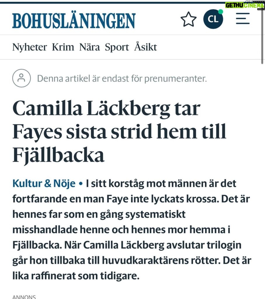 Camilla Läckberg Instagram - Första recensionen ute!! Fin recension i @bohuslaningen av ”Drömmar av Brons”! ⭐️ #Faye