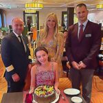 Camille Anderson Instagram - Cruising into 13!! 🎂 Thank you @celebritycruises for the the warmest welcome and the most beautiful birthday cake surprise. Such a special night! Your details are perfection 🤌🏼🌺🛳️ #thisis13 #celebritycruises #europeansummer