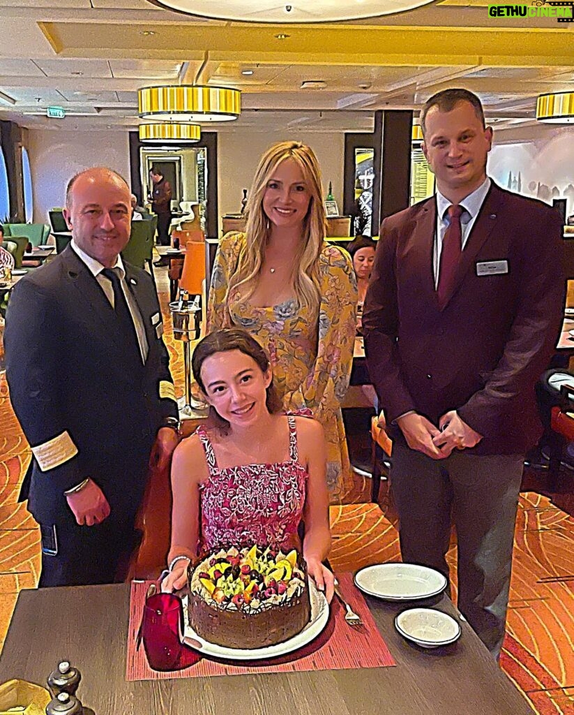 Camille Anderson Instagram - Cruising into 13!! 🎂 Thank you @celebritycruises for the the warmest welcome and the most beautiful birthday cake surprise. Such a special night! Your details are perfection 🤌🏼🌺🛳️ #thisis13 #celebritycruises #europeansummer