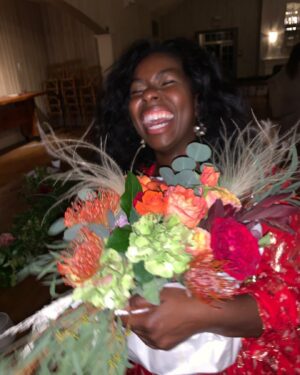 Camille Winbush Instagram - This is the story of how I took all the flowers and maybe sprained my big toe at @gabriellegumbs wedding…Swipe for a great time