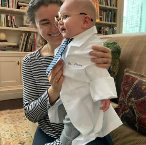 Candice Bergen Instagram - Practicing for Halloween. Artie is going as Dr Fauci and Lloyd is his colleague, Dr Deborah Barks who is having some trouble with her hair. Chloe actually ordered a lab coat with Dr Fauci embroidered on it with a tiny tie and wire-rimmed glasses.