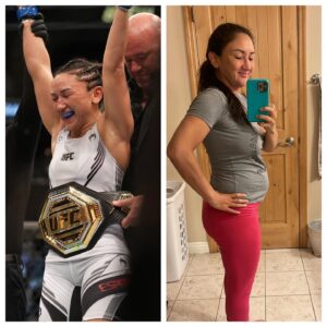 Carla Esparza Instagram - This day last year, I woke up as UFC Champion 🏆! 1 year later, I wake up and I’m 20 weeks pregnant🤰🏻. Life is a trip! #halfwaythere