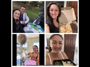 Carla Esparza Instagram - 🎉36🎉! Best birthday of my life thanks to my little Donovan🥰💙💙
.
I decided to stay home this year, but thx to all of my amazing friends & hubby for the thoughtful unexpected surprises! Wonderful wine/note trail to flowers and chocolate followed by a picnic w/the hubby. Loved the edible arrangement💐🍓🧁 @alize_allday , the meal preps to make life easier these weeks @hinna46 , the food delivery for a sushi 🍣 bday dinner @mishy_boo27 , and of course cookies 🍪 for dessert from @marieakchoi !! And the Cookie Monster swag from @the_cooking_penguin & card gifts from @feliceherrig ! And of course all of the thoughtful messages and posts from everyone. I am so overwhelmingly grateful to be alive and to have such wonderful people (friends, fam, & fans) in my life ☺️❤️❤️🥳