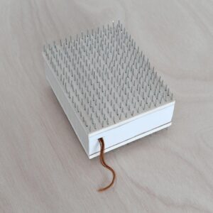 Carlota Guerrero Instagram - Registro 6: Manglar (Memoria)
2023
Artist’s hair, paper, fabric,
thread, wood, nails
14,8 x 19 x 10 cm
Edition 1/1

On view @sainteannegallery 

Sculpture-book that documents, on the one hand, the gathering of Samai, Camila, Nika, Monse, Valeria, Sarahí, Fernanda and GG in the mangroves, and the individual urban experience of Carmen on the other. These confronted scenarios, presented both in the installation and the book, are connected through the central image of a giant and communal clitoris, and the experience of the nine women.

The very intentional covers act as a formal protection of the inner precious content of the publication to force, in a way, the creation of a more realistic and uncomfortable experience that is very far from the mere joyful contemplation of beauty. 

Edition @carlota_guerrero & @marionavaldestorrella
Text @marionavaldestorrella 
Graphic design @querida__si 
Covers @sociedad0 
Printing @pedro_nova_era_printing
