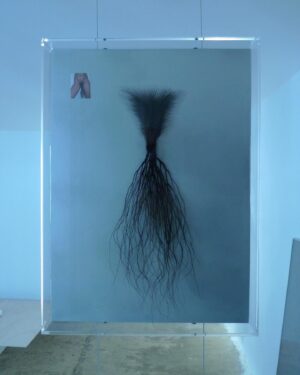 Carlota Guerrero Instagram - On view @sainteannegallery 

“Raíz, जड़”
Carlota Guerrero, Sonam Solanki
2023
Human hair, nylon, methacrylate,
paper, wood
35 x 48 x 5 cm