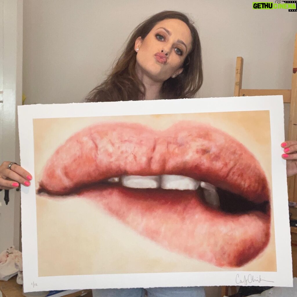 Carly Chaikin Instagram - Todays the day my lips are for sale. “Say Maybe” prints 18x12 and 24x36 for sale. Link in bio @moonlightartscollective @carlychaikinart #oilpaint #artprint