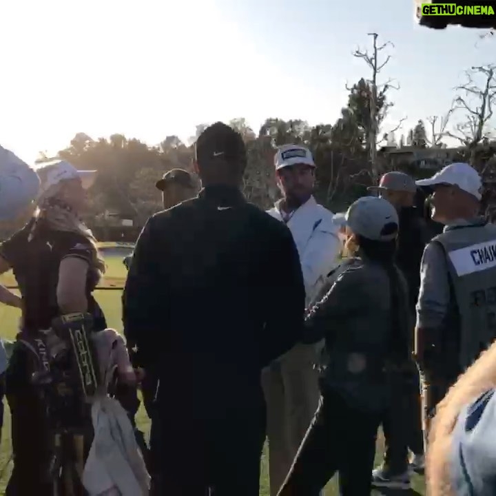 Carly Chaikin Instagram - Tiger and Bubba watching me tee off —> the disappointment when I landed just short of the green and into the bunker —> then asked them if they’d hit it out for me. What a day.