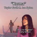 Carly Simon Instagram - I love this music video☕️🤎 🤍 @taylorswift 🤍 @icespice 🤍 #cloudsinmycoffee #karmaismyboyfriend #taylorsversion #1989 #youresovain #1972