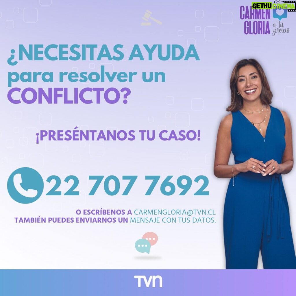 Carmen Gloria Arroyo Instagram - 👩‍⚖️🗣️¡Preséntanos tu caso! 📞 22 707 7692 📨 O escríbenos a carmengloria@tvn.cl 📲 También puedes enviarnos un mensaje con tus datos.