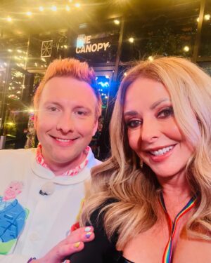 Carol Vorderman Instagram - LATE NIGHT LYCETT

I had the best time last night with amazing @joelycett (BAFTA winner), @jackdaverooke (Big Boys BAFTA winner), @sophiewillan (BAFTA winner ). Me and @johnnyvegasreal brought our Tadpole swimming certificates but they didn’t quite compare!! LOLS.

Hair & Makeup: @marcosgmakeup 
Dress is a cheapie from the interweb 
Rainbow lanyard - get one NOW