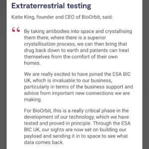 Carol Vorderman Instagram - PROUD MOTHER MOMENT ❤️

My daughter, @cambridgeuniversity nanotech research scientist, @katie.science 
Dr Katie King Ph.D founded a space company BioOrbit last yr, part sponsored by European Space Agency @esa.

She has just won INNOVATOR OF THE YEAR AWARD at @everywomanUK 

By taking certain cancer drugs to space, the perfect crystallisation of proteins in microgravity will allow patients to inject under the skin at home instead of going into hospital for chemotherapy.

First process trial... in space...coming soon. 

I’ll be going to that rocket launch for sure!!!

❤️❤️
