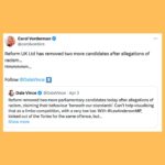 Carol Vorderman Instagram - TWITTER ROUND UP 👍🏼 The latest You Gov poll was another nightmare for the Tories. Marvellous The FT asked “Can Rishi Sunak could stage the biggest electoral comeback in decades?” The answer was an obvious NO, next question. In the critically important debate about leaving the European Convention on Human Rights ECHR brought in after World War Two to protect us all from fascism. No wonder the Tories want to do away with it. They use their distraction of ’Stop The Boats’ when really it’s about destroying our employment rights and justice. The More In Common electoral research company found that the vast majority of UK wants to stay within the ECHR’s protective cloak, thank God. According to a Tory gossip site, Sunak’s wife has been saying that she wants an early election so the Sunaks can move to California asap. I suspect the private jet has already been booked! Reform UK Ltd (a company with majority shareholder Nigel Farage, not set up like other political parties at all) has removed 2 of its election candidates after allegations of racism. Some Reform members are racist? Are you as “not-shocked” as me? Tory MP (& Boris Johnson lookalike Lord help us) Michael Fabricant has apologised to Dale Vince after making false allegations about him, quoting the appalling Tory gossip site (yes there are more than one) Guido Fawkes. It’ll be interesting to see how many more apologies are forthcoming in the coming days. April 30th - new Brexit import charges begin. Importers of food and plants are describing it as a Tory “bag of a fag packet plan”. Conservative party plans to sell their members’ data discovered. Honestly, I think they’d sell their grandmothers….. @LedByDonkeys new film showing Foreign Secretary David Cameron saying ‘he can’t recall’ the legal advice he’s received about the UK arming Israel, while it bombs civilians in Gaza. So either he’s a sh*t Foreign Secretary or he’s telling fibs… or of course both could be true!!! It’s up to all of us to do away with this bunch of morally bankrupt charlatans so that there will be no way they can hold power again. And we can do it