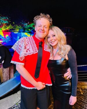 Carol Vorderman Instagram - LATE NIGHT LYCETT

I had the best time last night with amazing @joelycett (BAFTA winner), @jackdaverooke (Big Boys BAFTA winner), @sophiewillan (BAFTA winner ). Me and @johnnyvegasreal brought our Tadpole swimming certificates but they didn’t quite compare!! LOLS.

Hair & Makeup: @marcosgmakeup 
Dress is a cheapie from the interweb 
Rainbow lanyard - get one NOW