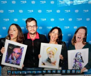 Carolina Ravassa Instagram - Always appreciative of gorgeous art! 
Thank you @arttuuzz1💜
Artists: @scarlett_ava110 & #ericaaatyler 
@zurichpopcon #sombra #widowmaker #mercy