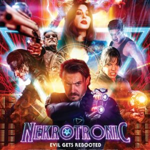 Caroline Ford Instagram - I had the best and craziest time making this movie!! Nekrotronic will be in cinemas and streaming in the US on August 9th. (Seen here pulling my best tough guy face) With the dream team @tesshaubrich @mrbenotoole @bob_savea 💥. #nekrotronic.  #monicabellucci  #sciencefiction