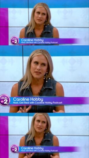 Caroline Hobby Instagram - Grateful for the opportunity to share my mission and journey for my podcast GET REAL @localon2live w @larissawohl @thelauraschweizer. 

My goal with GET REAL, my brand, and my life is to showcase what’s good, real, well and works for your soul in the world. I also share what doesn’t work and how to overcome. I’m a connecter of inspired souls, showing you how to become inspired with your own life. 

We all came here to this earth and life to live a life we love. It is my purpose and passion to share stories that remind you of your worth, that you matter and have a purpose, which is to know, feel and share God’s love. Everything that happens to you has a higher meaning. That’s what GET REAL PODCAST is all about. Sharing God’s work through the incredible highs and lows of the human experience. 

If you haven’t checked out GET REAL PODCAST, head over to the link in my bio. My hope is you walk away feeling inspired by your own life, curiosity, and leave with tips that move you forward in true freedom, happiness and success.