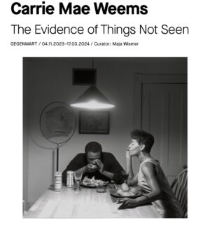 Carrie Mae Weems Instagram - It's going to be a busy second half of the year. 
Luma Arles, The Shape of Things, opening May 26th. Barbican Center, Reflections for Now, opening June 22nd. 
Hasselblad Award Ceremony and Exhibition, October 13th. 
Brown University, Varying Shades of Brown, open November through December. 
Kunstmuseum Basel, The Evidence of Things Not Seen, opening November 4th.