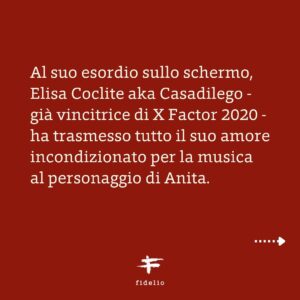 Casadilego Instagram - «MY SOUL SUMMER» di Fabio Mollo è in concorso per i @premidavid di Donatello 2023 per la Migliore Colonna Sonora Originale e per la Migliore Canzone Originale con «Oceano di cose perse».

Al suo esordio sullo schermo, Elisa Coclite aka @casadilego ha trasmesso tutto il suo amore incondizionato per la musica al personaggio di Anita, vincendo il Premio Starlight International Cinema Award come Rivelazione Femminile e il Premio Movie to Music per il migliore debutto al cinema di una musicista.
.
.
.
«MY SOUL SUMMER» è interpretato da Casadilego, Tommaso Ragno, Luka Zunic, Agnese Claisse, Anna Ferzetti e Lunetta Savino; è stato prodotto da Bartleby Film, Fidelio e Rai Cinema.
#foryourconsideration #premidavid