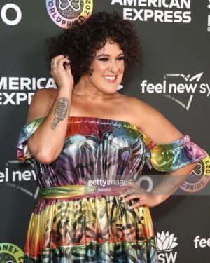 Casey Donovan Instagram - Last night on the red carpet @sydneyworldpride for the Blak & Deadly First Nations Gala at the iconic @sydneyoperahouse

HMU by - @emmamoore_artistry

Dress and design by @paul.mccann_art

📸 by Don Arnold 

#SydneyWorldPride #BlakAndDeadly #SydneyOperaHouse #paulmccann