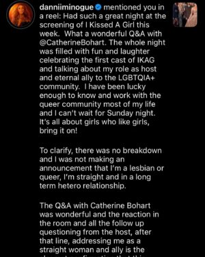 Catherine Bohart Instagram - Is the main point of this post to capture for history that Dannii Minogue tagged me in a post? Yes. Does it make her gay? No. Sadly, no. But she’s one hell of fairy godmother 🌈 Imagine if there was anything important in the world the British press could talk about…