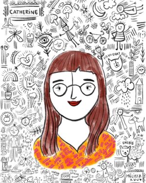 Catherine Ethier Instagram - Ma belle amie @melissa_perron_ m’a dessinée pour mon anniversaire et je suis cette femme chanceuse à la puissance 10 ♥️💕🐑 #nonmaisavezvousvulapetitebrebis